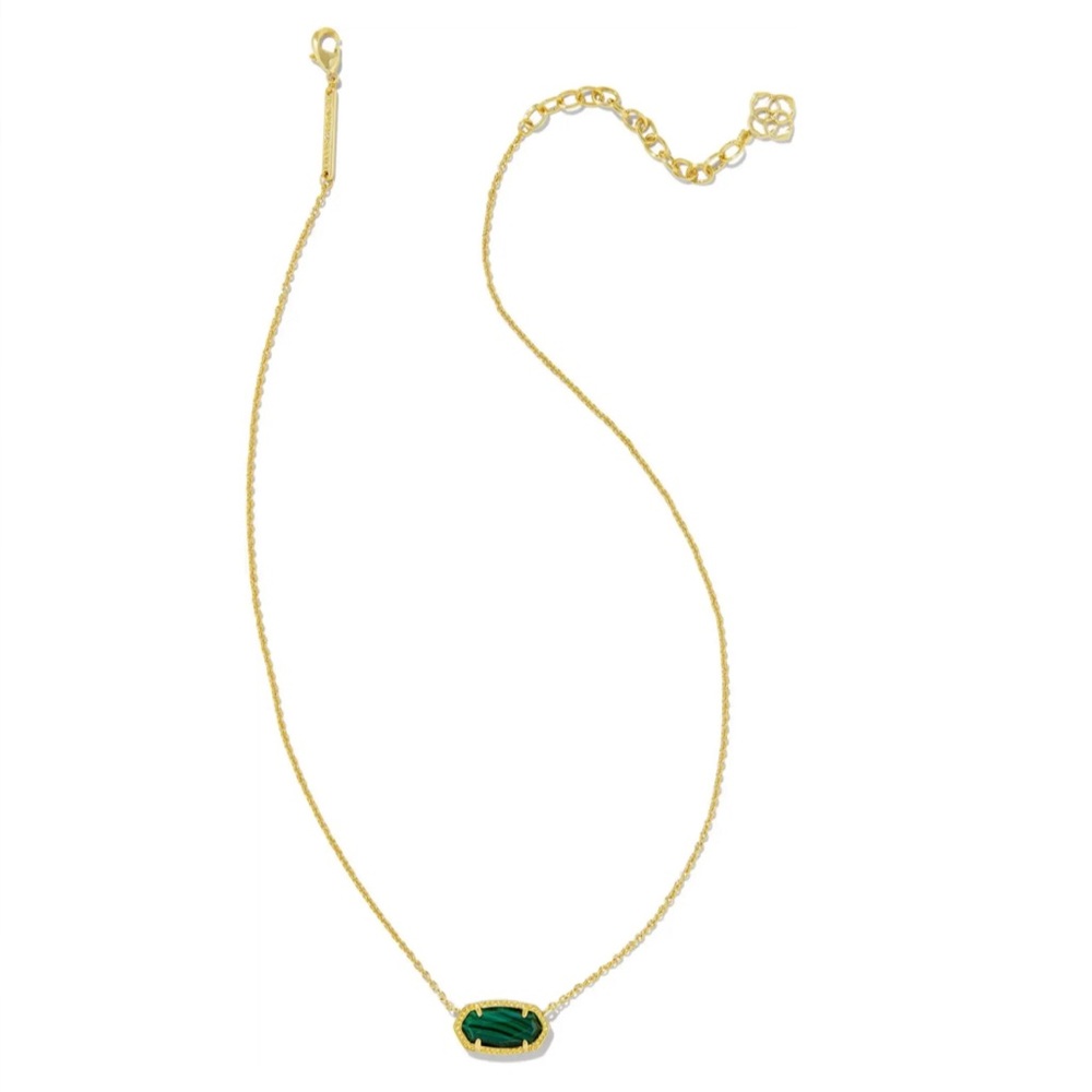 Kendra Scott Elisa Gold Pendant Necklace in Green Malachite